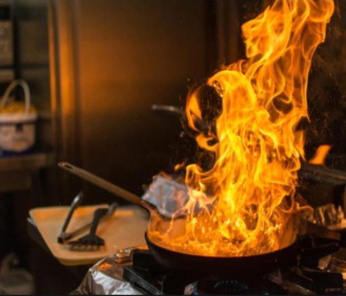 fire in unattended frying pan