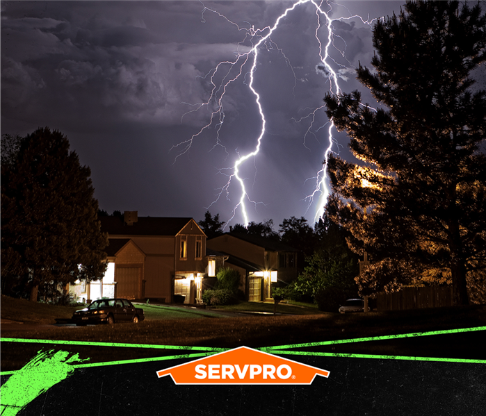 lightning strikes black sky servpro logo